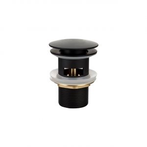 KubeBath Solid Brass Construction Pop-Up Drain W/ Black Finish - With Overflow