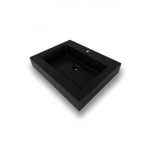 23.63''W x 18.5''L KubeBath Bliss Matte Black Graphite Finish Sink with Overflow