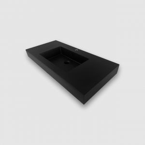 39.5''W x 18.5''L KubeBath Bliss Matte Black Graphite Finish Sink with Overflow
