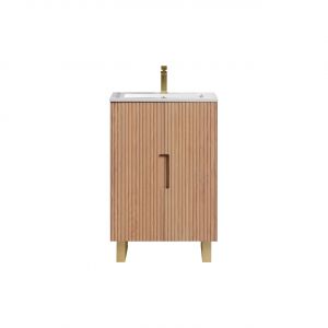 24'' Fiore Free Standing Bathroom Vanity w/ Gold Legs - Oakwood