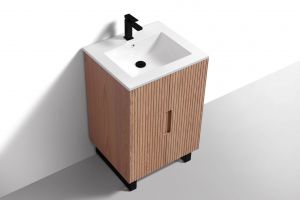 24'' Fiore Free Standing Bathroom Vanity w/ Matte Black Legs - Oakwood