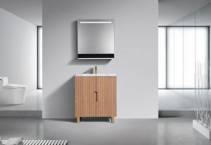 32'' Fiore Free Standing Bathroom Vanity w/ Gold Legs - Oakwood