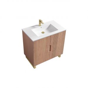 36'' Fiore Free Standing Bathroom Vanity w/ Gold Legs - Oakwood