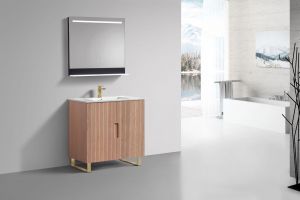 36'' Fiore Free Standing Bathroom Vanity w/ Gold Legs - Oakwood