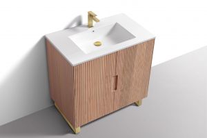 36'' Fiore Free Standing Bathroom Vanity w/ Gold Legs - Oakwood