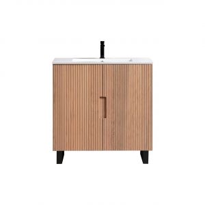 36'' Fiore Free Standing Bathroom Vanity w/ Matte Black Legs - Oakwood