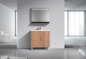 36'' Fiore Free Standing Bathroom Vanity w/ Chrome Legs - Oakwood