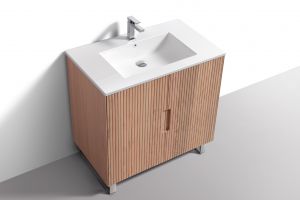 36'' Fiore Free Standing Bathroom Vanity w/ Chrome Legs - Oakwood