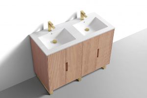 48'' Fiore Double Sink Free Standing Bathroom Vanity w/ Gold Legs - Oakwood