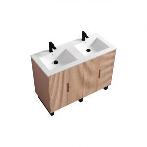 48'' Fiore Double Sink Free Standing Bathroom Vanity w/ Matte Black Legs - Oakwood