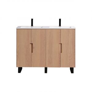 48'' Fiore Double Sink Free Standing Bathroom Vanity w/ Matte Black Legs - Oakwood