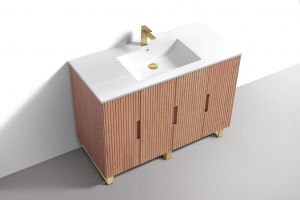 48'' Fiore Single Sink Free Standing Bathroom Vanity w/ Gold Legs - Oakwood