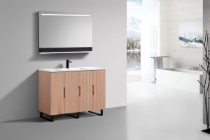 48'' Fiore Single Sink Free Standing Bathroom Vanity w/ Matte Black Legs - Oakwood