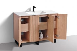 48'' Fiore Single Sink Free Standing Bathroom Vanity w/ Matte Black Legs - Oakwood