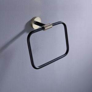 Aqua Rondo Towel Ring - Gold & Black