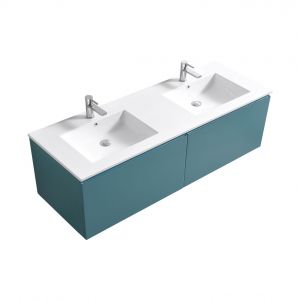 KubeBath 72" Double Sink Balli Modern Bathroom Vanity in Teal Green Finish