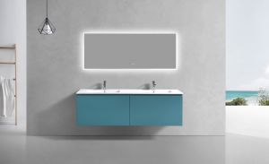 KubeBath 72" Double Sink Balli Modern Bathroom Vanity in Teal Green Finish