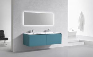 KubeBath 72" Double Sink Balli Modern Bathroom Vanity in Teal Green Finish