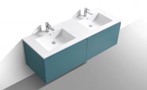KubeBath 72" Double Sink Balli Modern Bathroom Vanity in Teal Green Finish