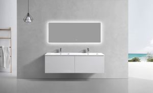 KubeBath 72" Double Sink Balli Modern Bathroom Vanity in Gloss White Finish