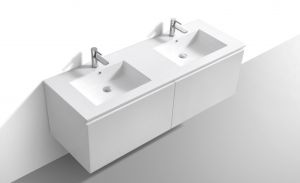 KubeBath 72" Double Sink Balli Modern Bathroom Vanity in Gloss White Finish
