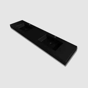 79''W x 18.5''L KubeBath Bliss Matte Black Graphite Finish Sink with Overflow - Double