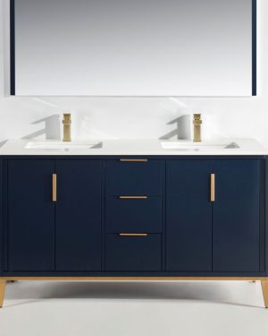 Divani 60″ Navy Blue Vanity W/ Quartz Counter Top