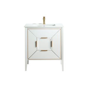Vetro 30" High Gloss White Vanity W/ Quartz Counter Top