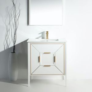 Vetro 30" High Gloss White Vanity W/ Quartz Counter Top