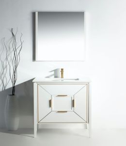 Vetro 36" High Gloss White Vanity W/ Quartz Counter Top