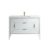Vetro 48" High Gloss White Vanity W/ Quartz Counter Top