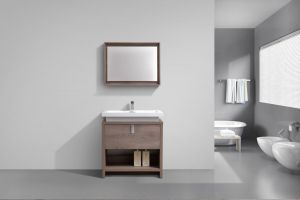 Levi 32" Butternut Modern Bathroom Vanity w/ Cubby Hole