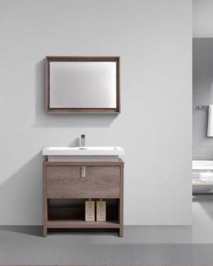 Levi 32″ Butternut Modern Bathroom Vanity w/ Cubby Hole