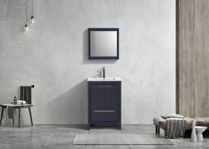KubeBath Dolce 24″ Blue Modern Bathroom Vanity with Quartz Countertop