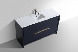 KubeBath Dolce 60″ Blue Modern Bathroom Vanity with Quartz Countertop