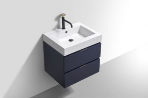 Bliss 24" Blue Wall Mount Modern Bathroom Vanity