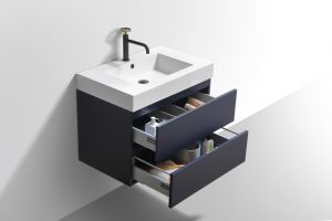Bliss 30" Blue Wall Mount Modern Bathroom Vanity