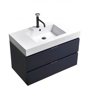 Bliss 36" Blue Wall Mount Modern Bathroom Vanity