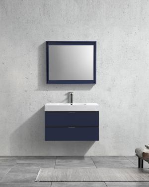 Bliss 36″ Navy Blue Wall Mount Modern Bathroom Vanity