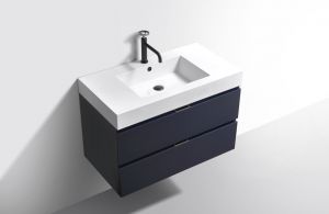 Bliss 36" Blue Wall Mount Modern Bathroom Vanity