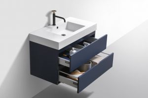 Bliss 36" Blue Wall Mount Modern Bathroom Vanity