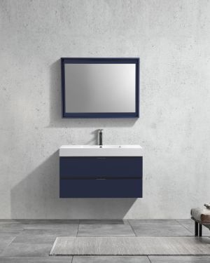 Bliss 40″ Navy Blue Wall Mount Modern Bathroom Vanity