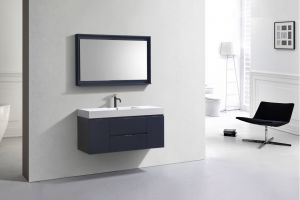 Bliss 48" Blue Wall Mount Single Sink Modern Bathroom Vanity