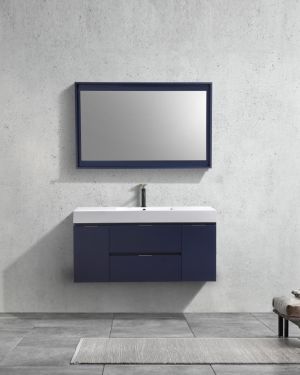 Bliss 48″ Navy Blue Wall Mount Single Sink Modern Bathroom Vanity