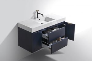 Bliss 48" Blue Wall Mount Single Sink Modern Bathroom Vanity