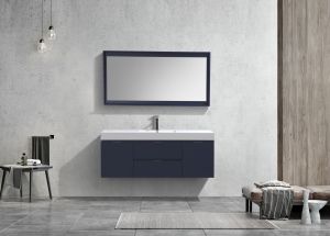 Bliss 60" Blue Wall Mount Single Sink Modern Bathroom Vanity