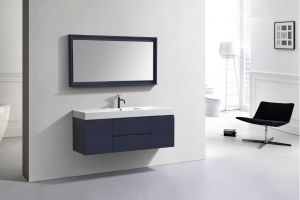 Bliss 60" Blue Wall Mount Single Sink Modern Bathroom Vanity