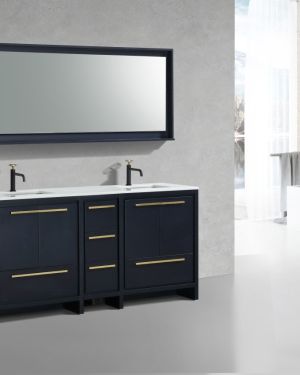 KubeBath Dolce 72″ Blue Modern Bathroom Vanity with Quartz Countertop