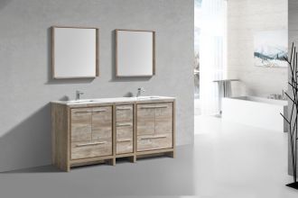 KubeBath Dolce 72″ Nature Wood Modern Bathroom Vanity with Quartz Countertop