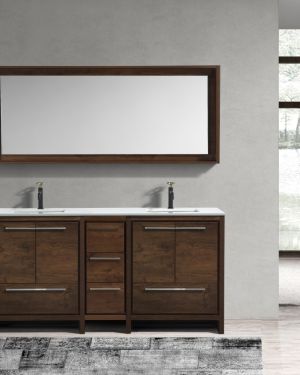 KubeBath Dolce 72″ Rose Wood Modern Bathroom Vanity with Quartz Countertop